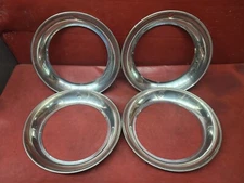 1930s 140s VINTAGE CHROME BEAUTY TRIM RINGS 15" Ring Wheel Rim 2" DEEP