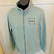 Under Armour Cold Gear gray fleece full zip track jacket youth L loose fit
