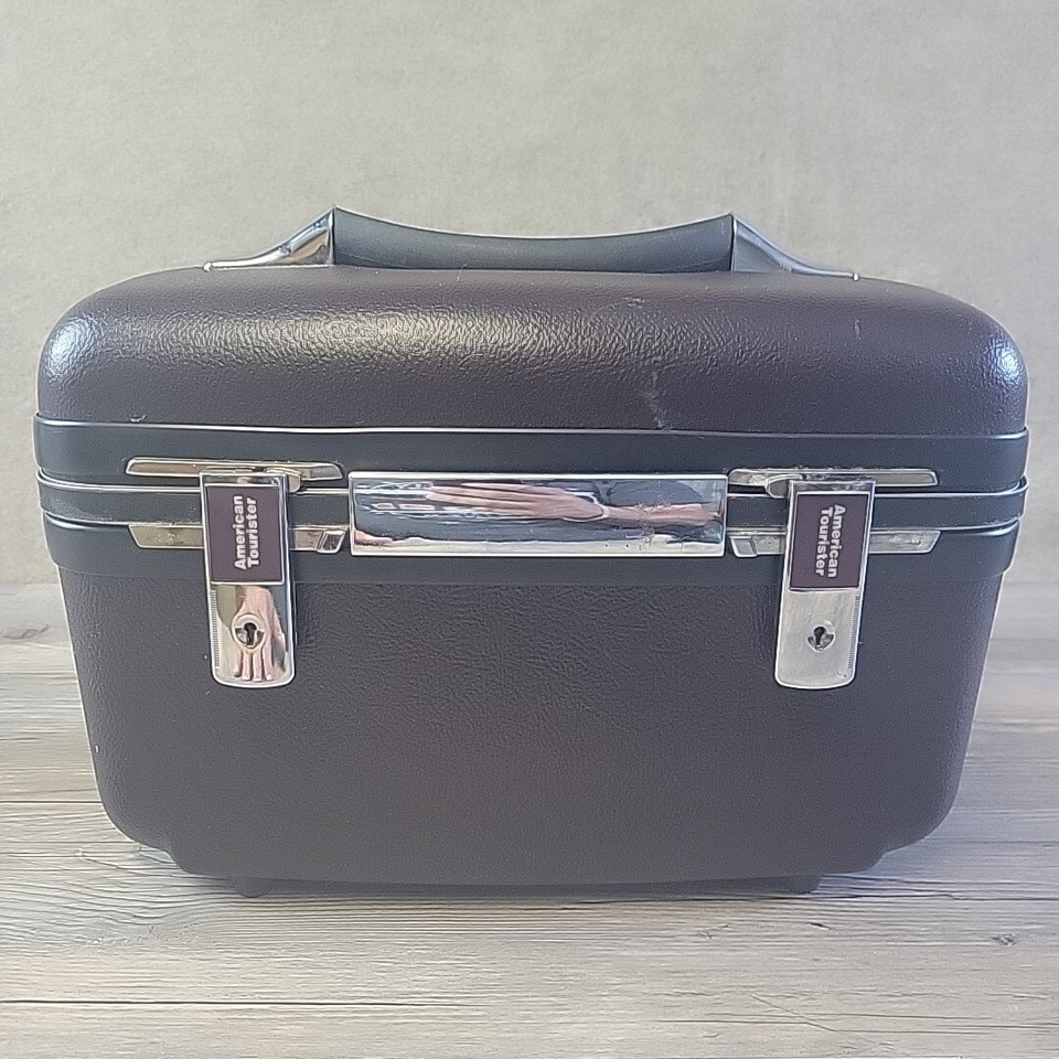 American Tourister Vintage Train Case Black Mid Century Travel Luggage