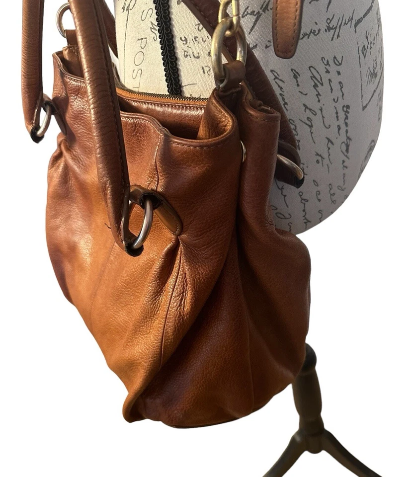 J.Crew Brompton большой Hobo наплечная сумка верхняя рука коньяк коричневый шагреневой кожи - Изображение 3 из 4