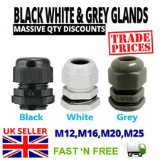 IP68 Waterproof Cable Gland Locknut Washer M12 M16 M20 M25 For Junction Box UK