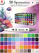 50 Twin Aquamarker in Box Aquarellstifte Aquarellmarker Aqua Twin Marker Stifte