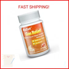 RXZELL Gas Relief, Maximum Strength Simethicone 250mg, 120 Softgels - Anti Flatu