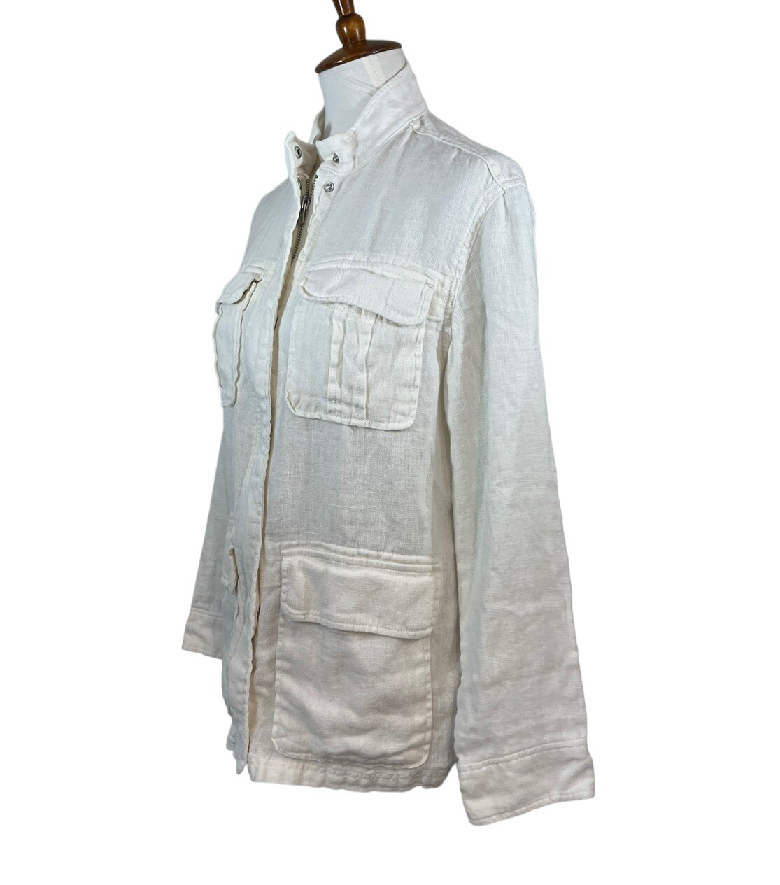 Gap Linen Utility Jacket White Zip Drawstring Wai… - image 2