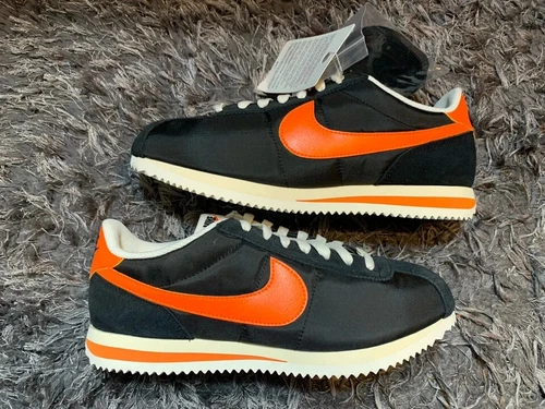 Nike Cortez TXT Sneakers Shoes Black Safety Orange HF0263-003 Mens Size 9.5