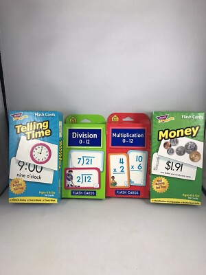 Trend Telling Time/Money School Zone Multiplication/Division 0-12 Flash Cards