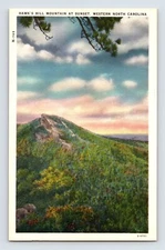 Postcard North Carolina Hawk's Bill Mountain Sunset 1940s Unposted Linen