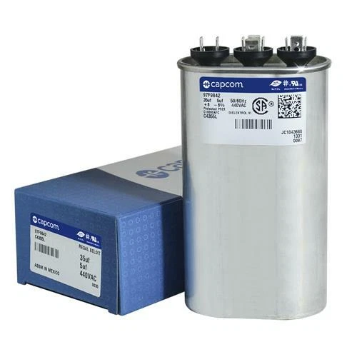 Genteq GE Oval Dual Capacitor 35/5 uf MFD 440 volt 97F9842 C4355L  