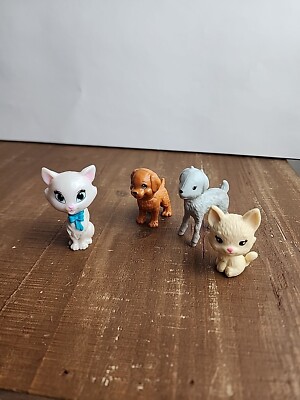 Barbie Pets lot of 4 pets dog cats goat Brown white animals figures