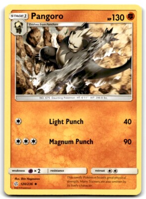 2019 Sun & Moon - Cosmic Eclipse Pangoro a Stage 1/Uncommon #120