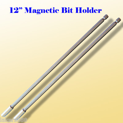 Pack of 2  12'' Magnetic Bit Extension Holder Quick Change 1/4'' Hex Shank