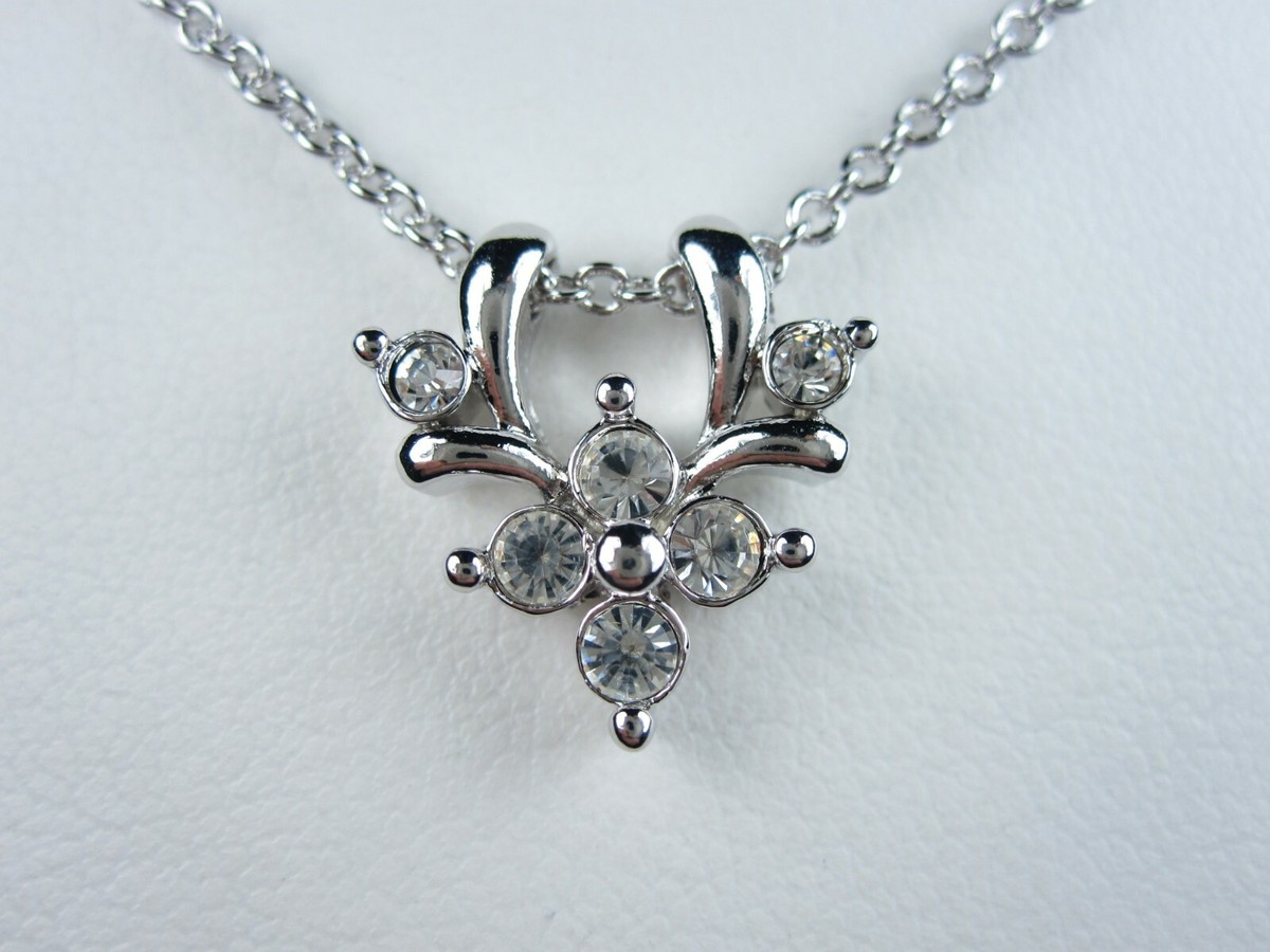 Nina Ricci Rhodium Plated Pendant with Swarovski Crystals 16-18 