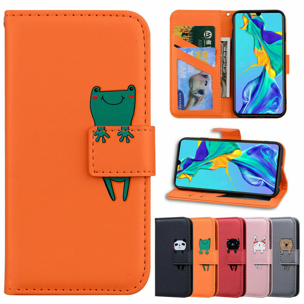 Panda Frog Cat Leather Phone Case For Huawei P20 P40 P30 Pro P