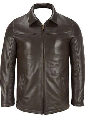 Mens Black Leather Motorcycle Jacket Genuine Lambskin Trendy jacket MJ56