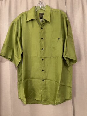 New Bruno Design In Italy Green Silk Women Button Down Shirt Size M | eBay