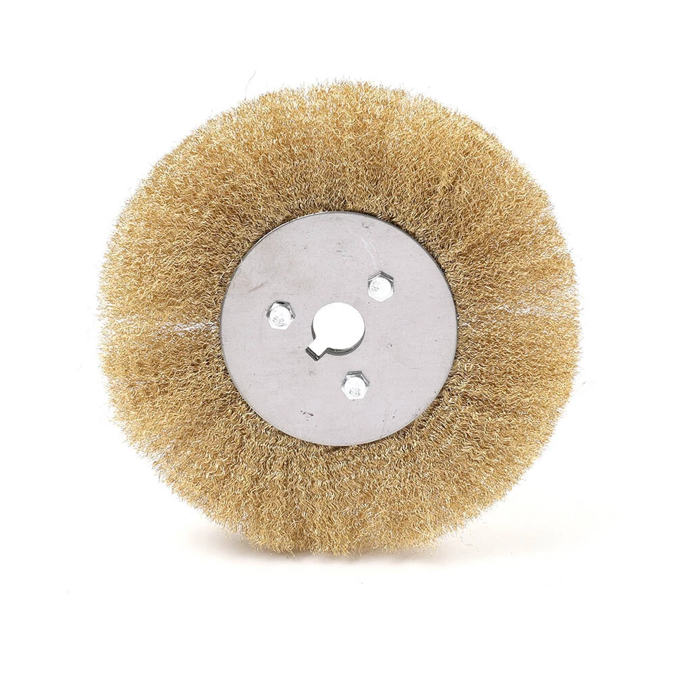 Cepillo de latón con rueda de alambre de cobre plano de 6 pulgadas con diámetro de 16 mm para pulir metal Foto 4 de 4