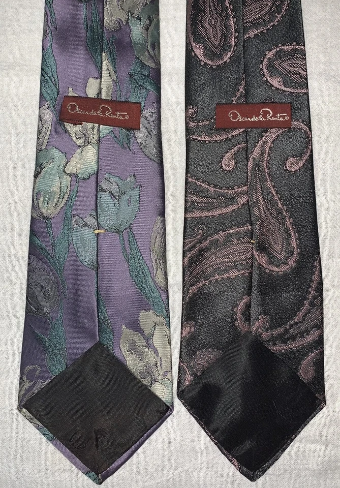 Corbatas vintage Oscar de la Renta - estampados art deco pastel Foto 2 de 2