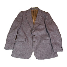 Burton Harris Tweed Blazer Men 44" Chest grey 100% Scottish Pure Wool Handwoven