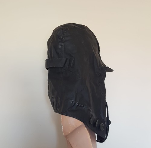 Vntg Royal Navy Foul Weather Deck Hood | Waxed Cotton Oilskin Sou'wester Ultra - Picture 12 of 18
