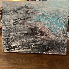 Acrylic Pour Painting Using Abstract Painting On Canvas 20x16  