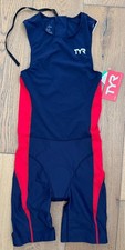 TYR COMPETITOR Men's Medium Navy Blue Red Tri Short John Bike Pad USA Made New