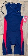TYR COMPETITOR Men's Medium Navy Blue Red Tri Short John Bike Pad USA Made New