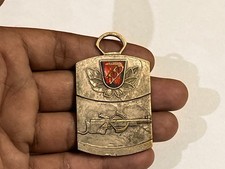 Vintage Schweizer Schie&szlig;medaille Huguenin Le Locle Gewehr Emaille Schild Abze...