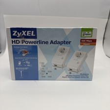ZyXel HD Powerline Pass-Thru Ethernet Network LAN Adapters Pair PLA4215 500 Mbps