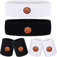6 Pcs Sweatband Set Sports Headband Wristband Set 4 Moisture Wicking Athletic Wr
