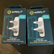 2x Safety 1st HS289 Plastic White Unique OutSmart Lever Handle Lock