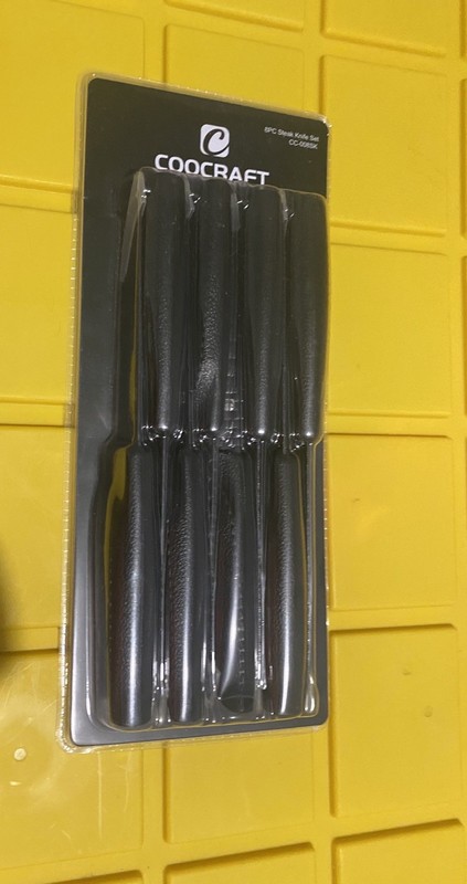 Coocraft Steak Knife Set Black Handle NEW