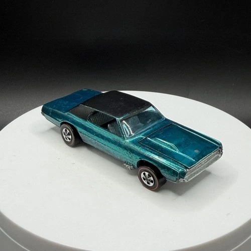 Vintage Hot Wheels Redline Custom T-bird Aqua HK Base - Very Good, Bad Axle