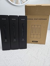 3 Chamber Shower Dispenser Wall Mounted Shampoo Conditioner Soap Black READ