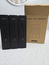 3 Chamber Shower Dispenser Wall Mounted Shampoo Conditioner Soap Black  READ