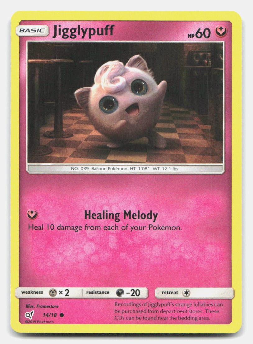 Jigglypuff 14/18 Common Detective Pikachu Pokemon Holo NM