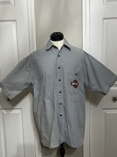 Harley-Davidson Men's Short Sleeve Button Down 100% Cotton Grey/blue Size M