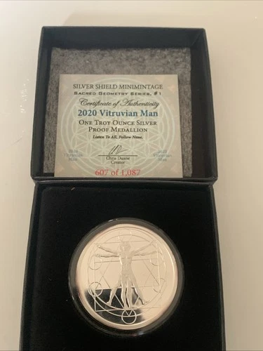 2020 Silver Shield 1 oz Proof Vitruvian Man