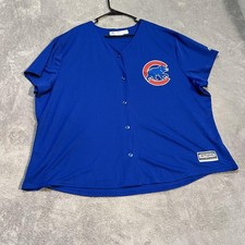 Chicago Cubs Jersey Womens 3XL Blue MLB Baseball Majestic Cool Base Button