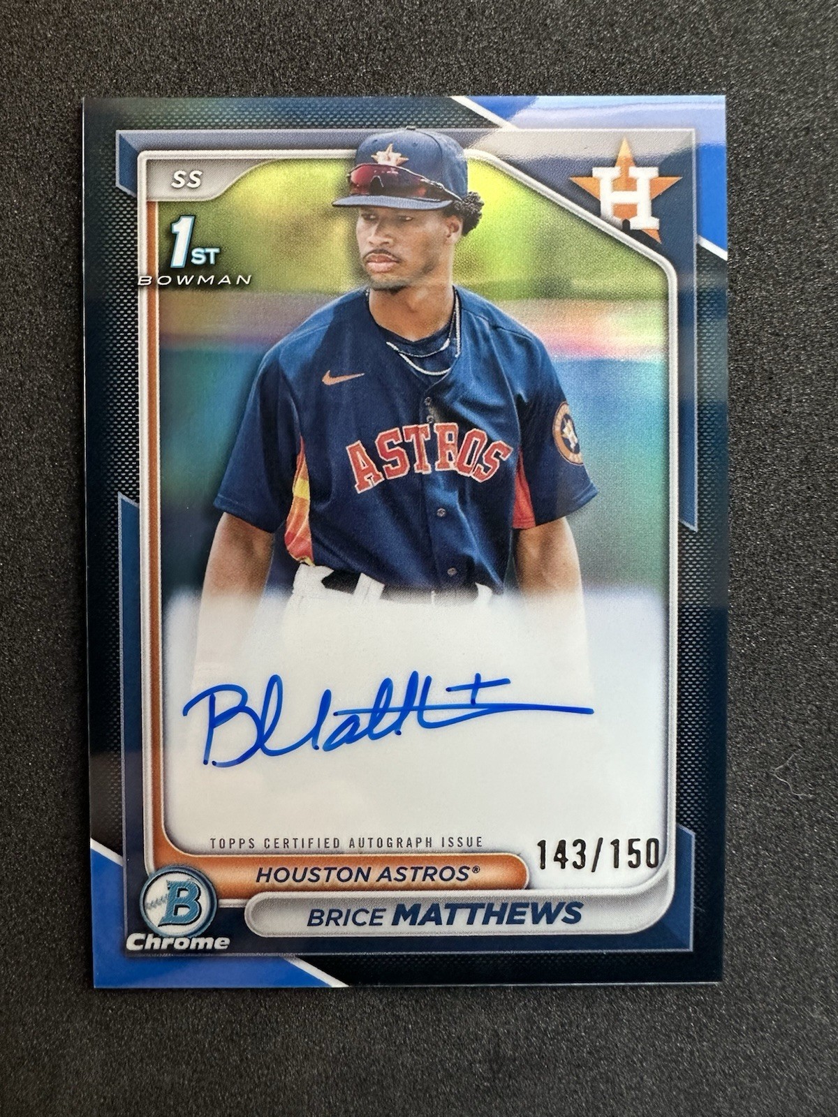 2024 Bowman 1st BRICE MATTHEWS Chrome True Blue Refractor Auto /150 - Astros
