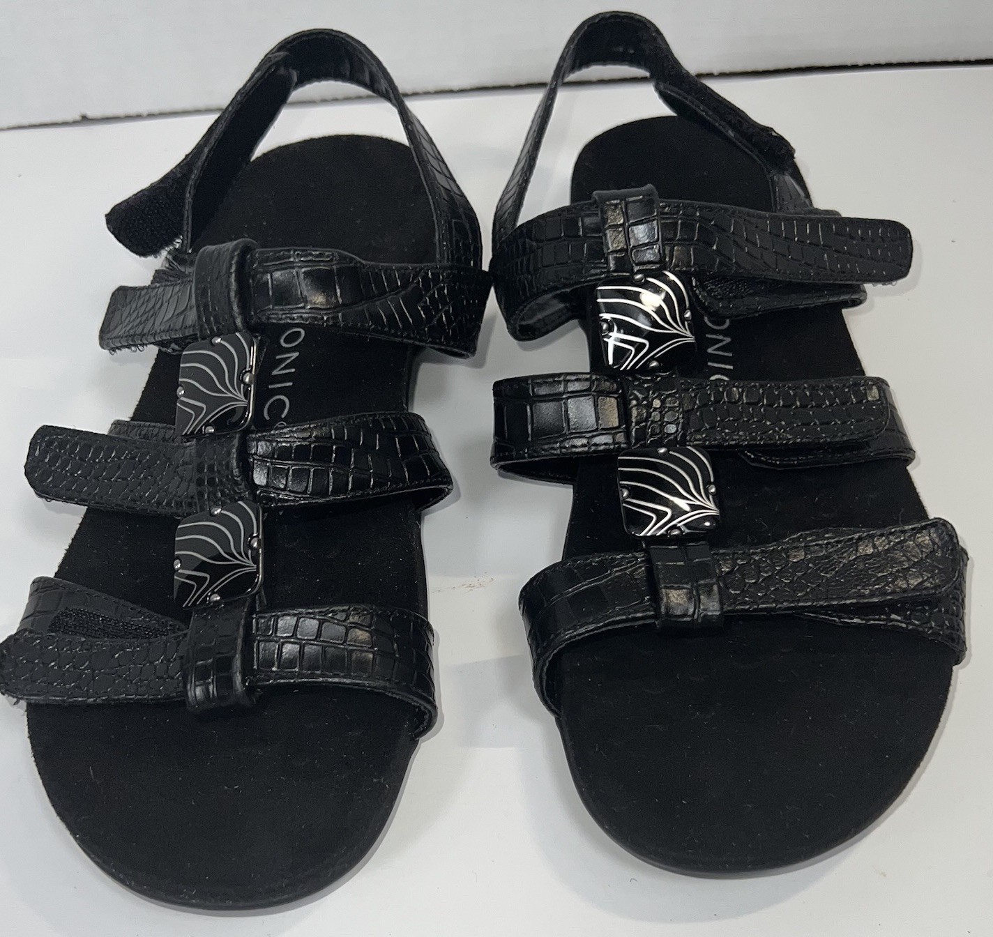 Vionic Amber Adjustable Black Leather Croc Emboss… - image 16