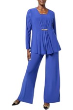 Antthony Women's 2pc Asymmetric Top & Pant Set w Gold Chain Royal Blue