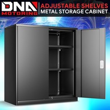 36" Lockable Heavy Duty Metal Storage Tool Cabinet w/ Adjustable Shelves Black