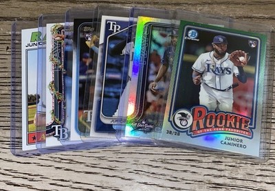 Junior Caminero Topps 6 Card Lot Tampa Bay Rays Rookie MLB Baseball Cards