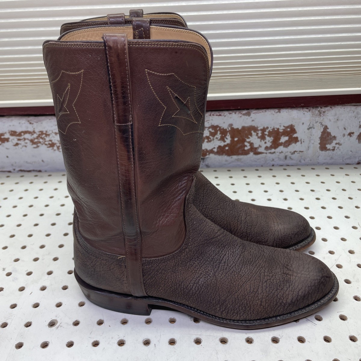 Lucchese Classics Handmade Hippo Roper  Cowboy Boots Exotic Safari Men’s 8 D View 4