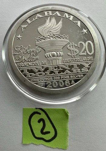 1 oz 2006 Norfed Liberty ALABAMA Proof .999 Silver Round ONLY 500 minted *RARE*