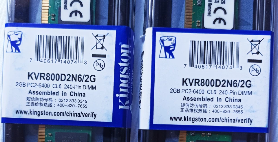 Kingston 2GB 800MHz PC2-6400U DIMM DDR2 KVR800D2N6/2G Memoria Ram per PC Desktop - Immagine 4 di 4