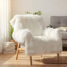 Luxurious White Faux Fur Fabric - 60 Inches Wide Shaggy Mohair for DIY Projects