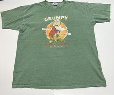 Disneyland Grumpy T Shirt XL Snow White Dwarf Disney Parks Faded Green 