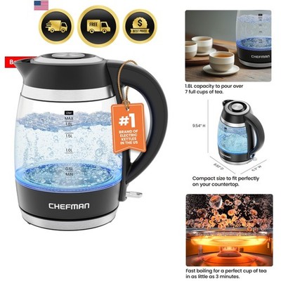 Electric Kettle, 1.8L 1500W, Hot Water Boiler, Removable Lid for Easy Cleanin...