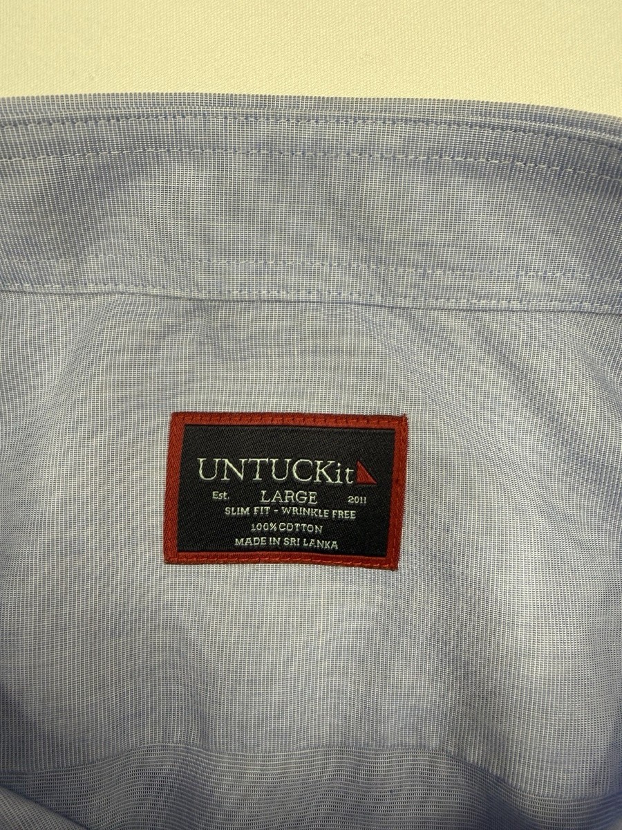 UNTUCKit Hillstowe Slim Fit Short Sleeve Button-Down Wrinkle Resistant Blue L View 2